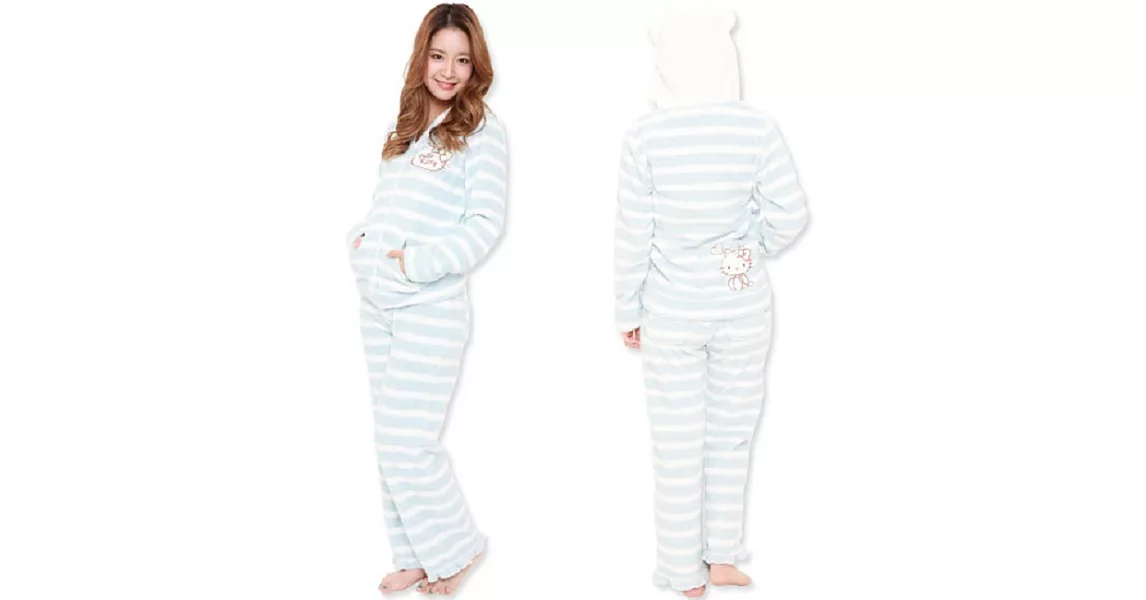 【U】titty&Co - 日本Hello Kitty珊瑚絨二件式居家睡衣M - 藍色