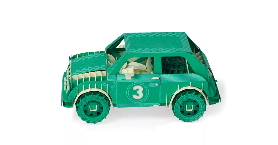 Papero紙風景 DIY迷你模型-拉力賽車(綠)/Mini Rally Car(Green)