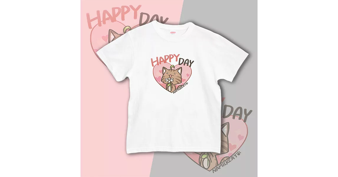 【kuroi-T】Heart L happyday 日本United Athle純棉柔感 中性T恤S白色