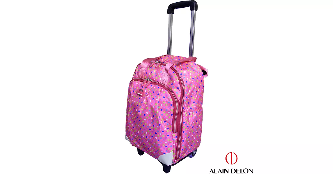 ALAIN DELON 可拆式多功能拉桿旅行袋(粉紅點)無粉紅點
