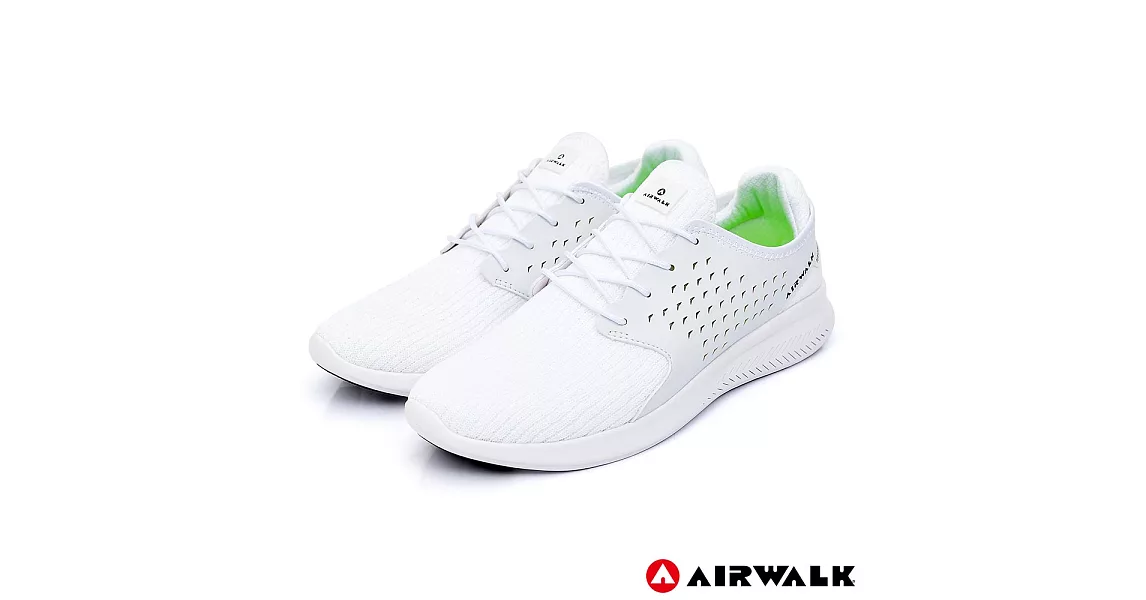 美國AIRWALK(男) - 迴力追風編織慢跑鞋-US10.5白色