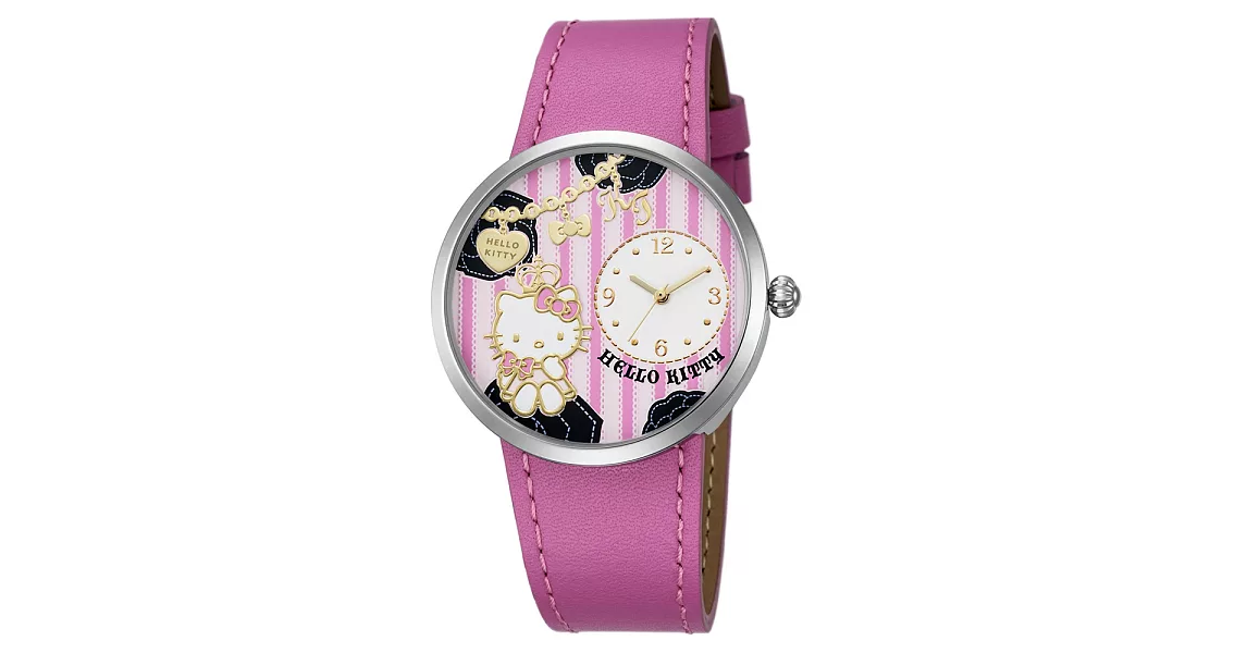 Hello Kitty LK698 浪漫公主凱蒂貓小巧刻度指針皮帶錶- 粉紫