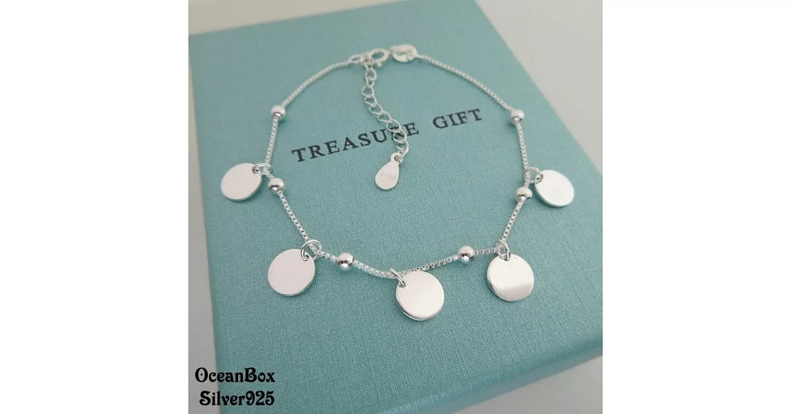 簡單流蘇小圓片925純銀手鍊