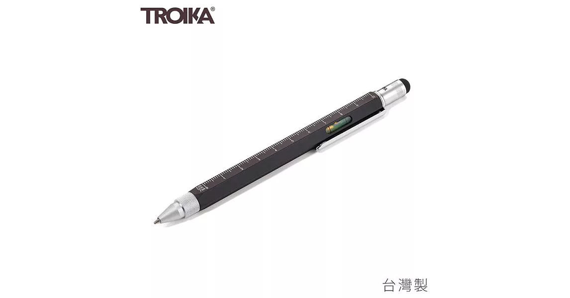 德國TROIKA工程筆觸控起子尺水平儀5合1多功能原子筆PIP20黑色