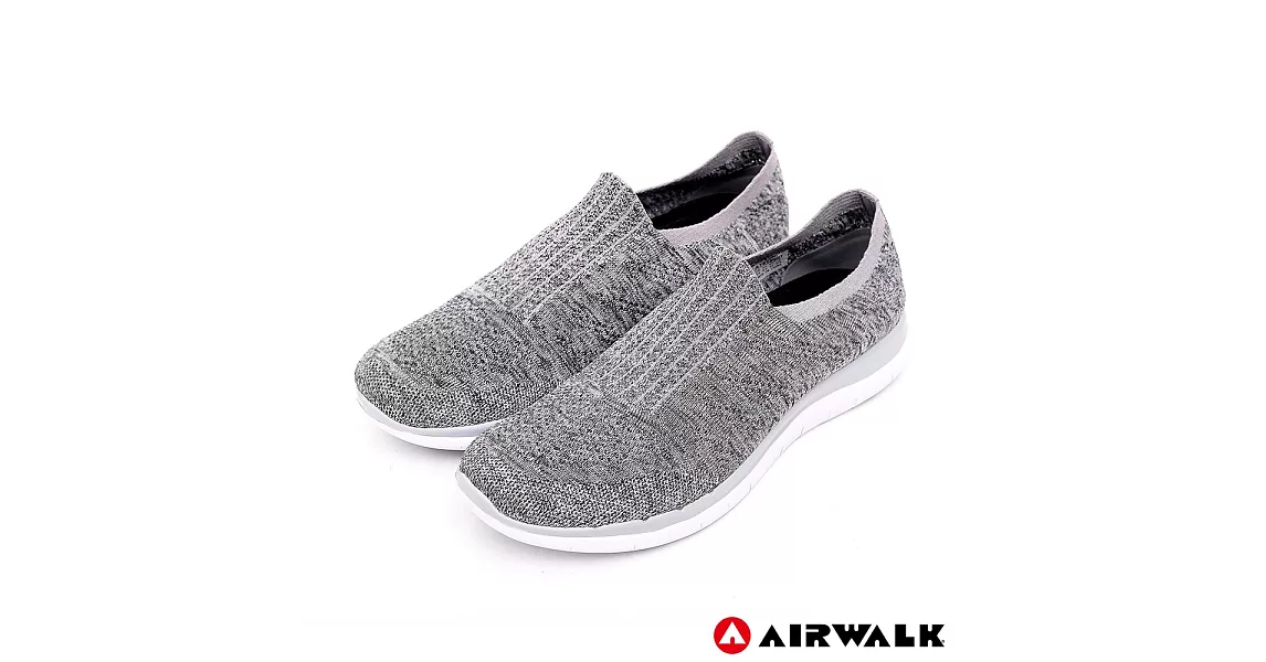美國AIRWALK(女) - 流線美學編織襪感休閒鞋US6淺灰