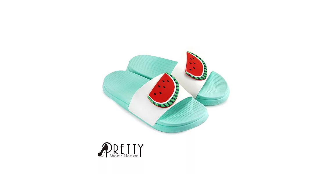 【Pretty】盛夏享艷撞色水果防水萬用拖鞋EU36淺綠色
