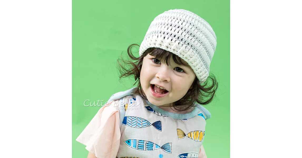 Cutie Bella手工編織帽Stripe-CreamGray