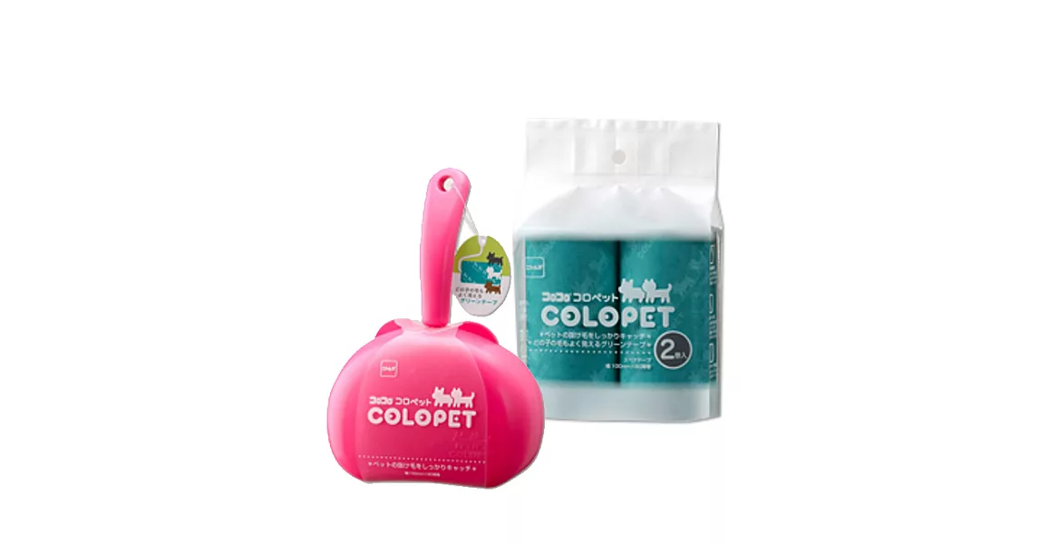 【COLOCOLO】日本製寵物造型清潔除塵滾輪/隨手黏+補充包1包(粉)