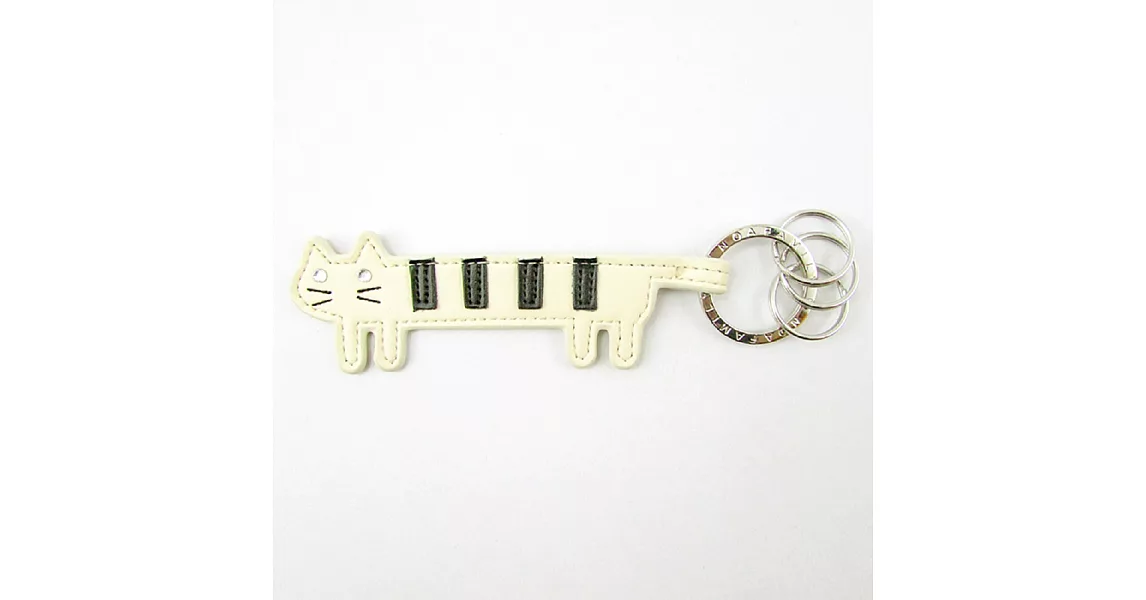 【U】noafamily - J436BE 斑紋貓皮質鑰匙圈白色