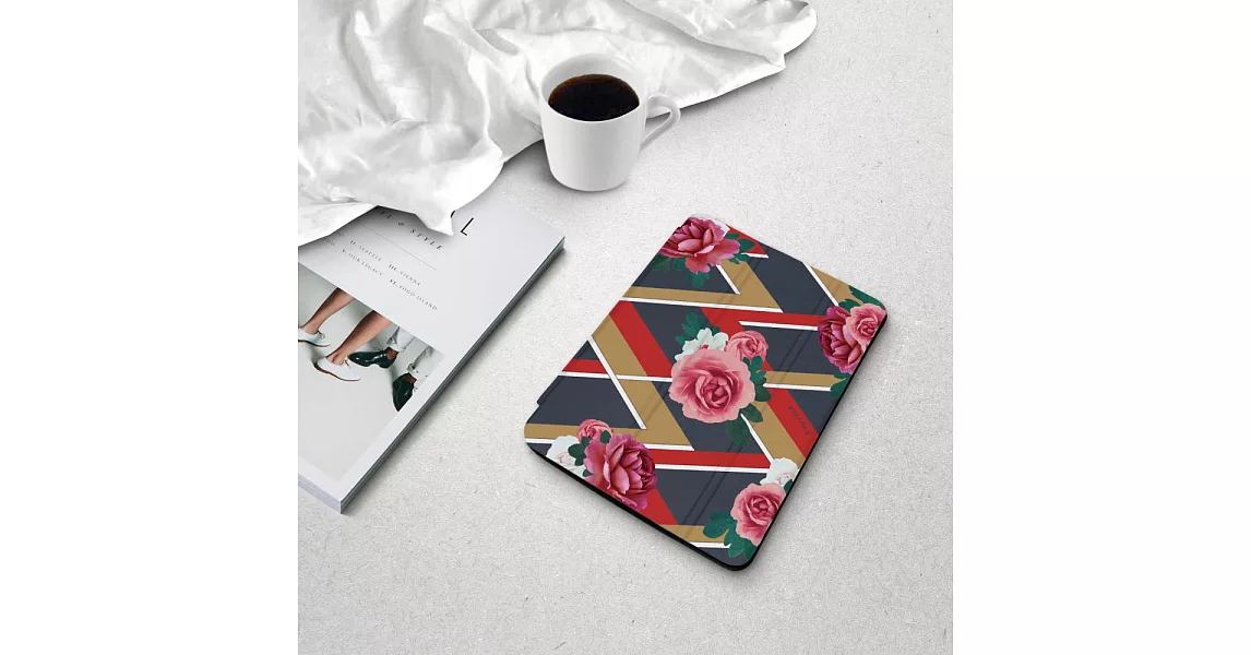 INJOYmall for iPad mini123 系列 Smart cover皮革平板保護套時尚花朵款