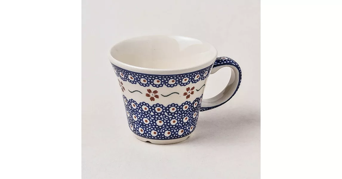 波蘭陶 紅點藍花系列 寬口茶杯 240 ml 波蘭手工製