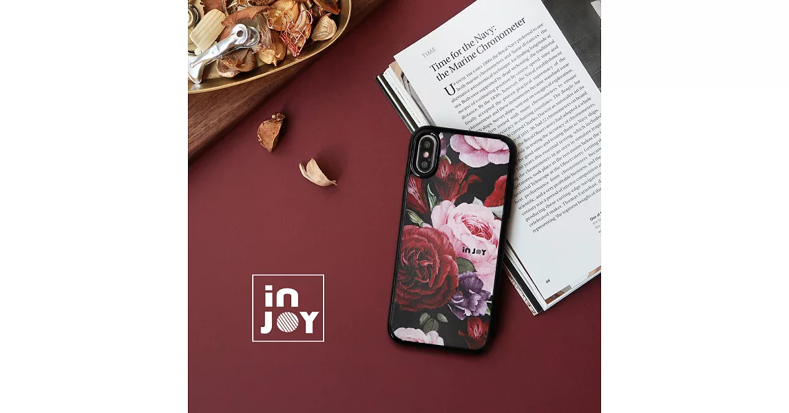 INJOYmall for iPhone X 優雅綻放玫瑰 耐撞擊邊框手機殼 保護殼