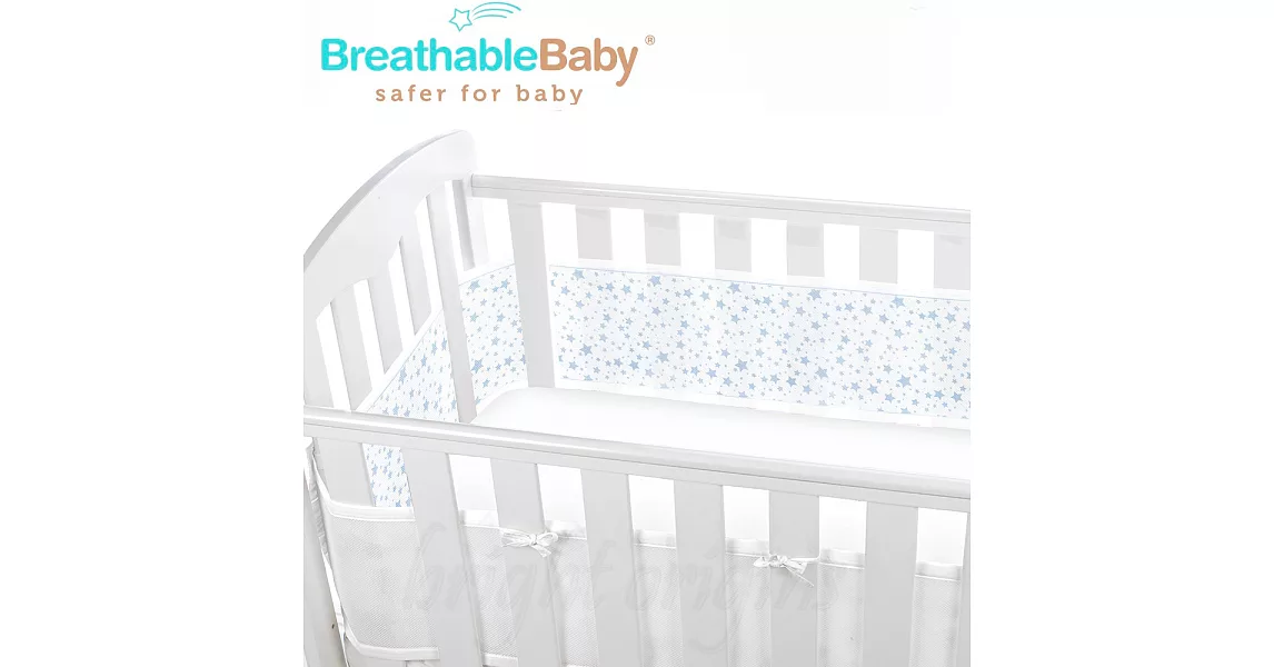 英國 BreathableBaby 透氣嬰兒床圍 全包型 (18434滿天星藍)滿天星藍