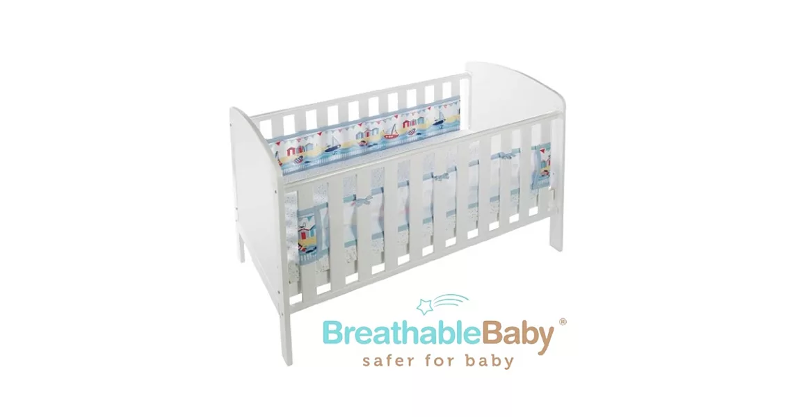 英國 BreathableBaby 透氣嬰兒床圍 兩側型 (19431海洋帆船款)海洋帆船