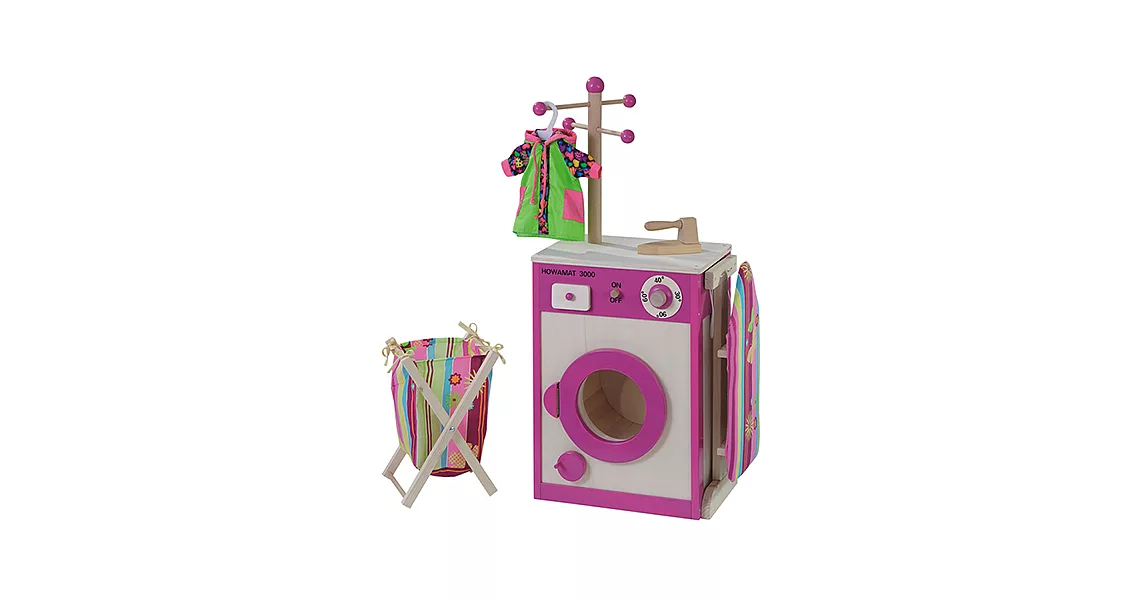 【howa 德國木製玩具】每天都要香香的｜木製玩具洗衣機可愛桃紅