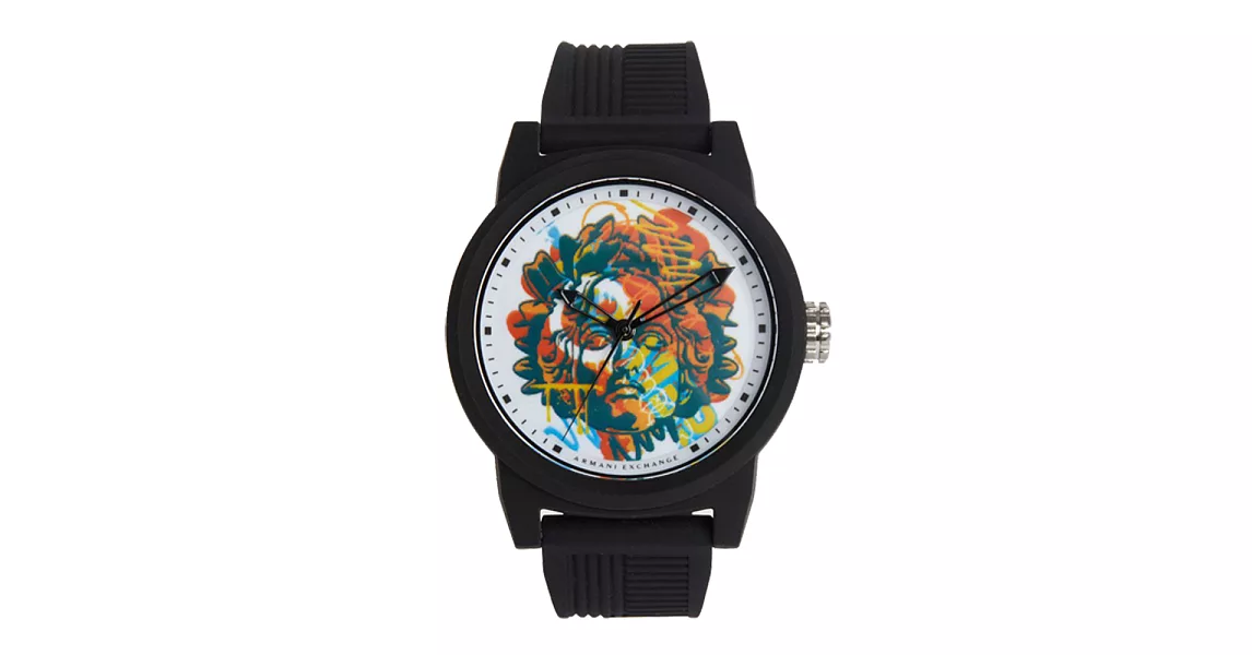 AX STREET ART系列ALEX LEHOURS潮流復古塗鴉設計手錶-黑-AX1447