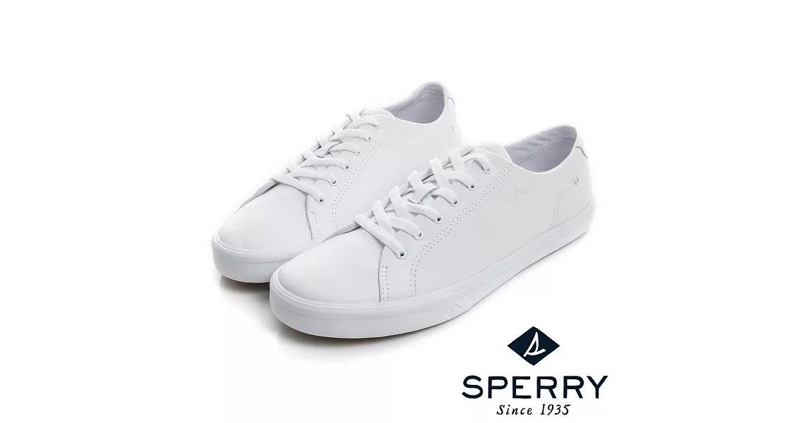 SPERRY Striper全新進化吸震減壓皮革6孔休閒鞋(情侶款)-白US7白色