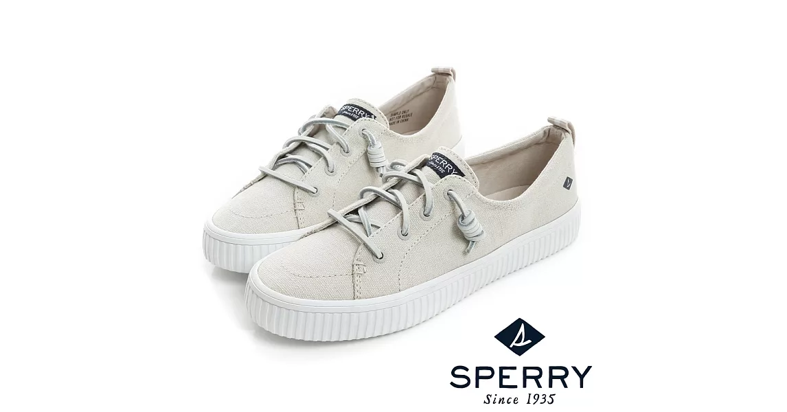 SPERRY 街頭風尚經典帆布帆船鞋(女)-象牙白US6象牙白