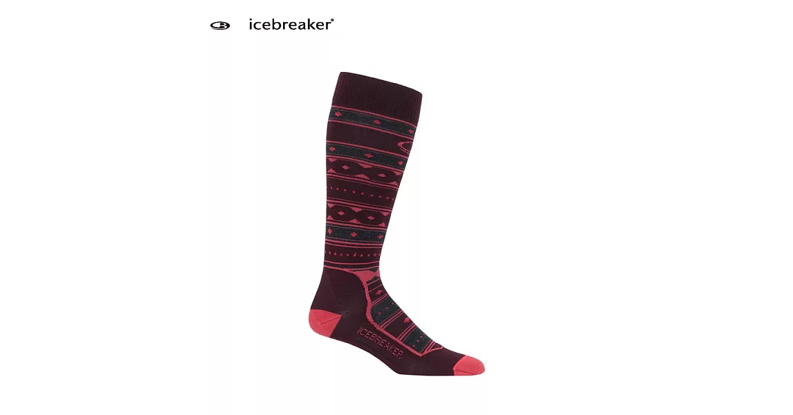 【紐西蘭Icebreaker 】 女 長筒輕薄毛圈滑雪襪/IB103394-601S深酒紅/桃