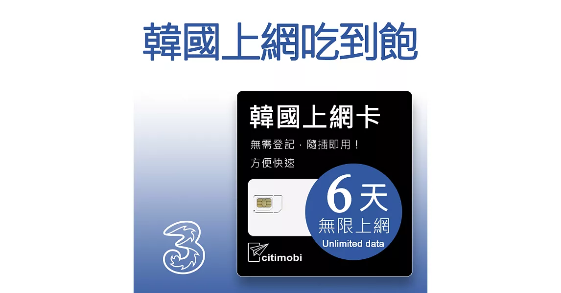韓國上網卡 - 6天吃到飽