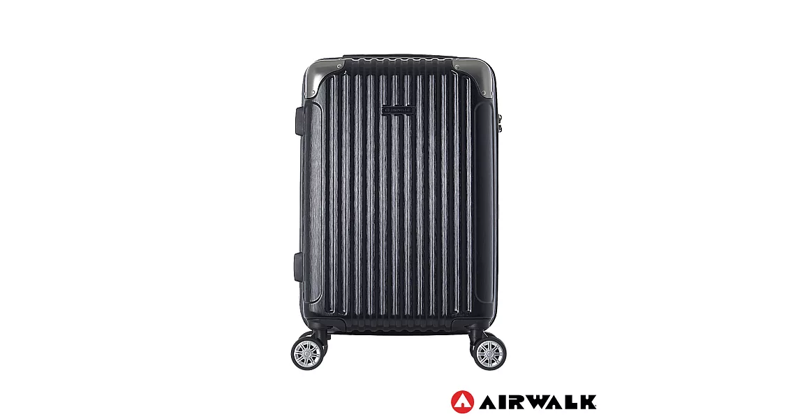 AIRWALK LUGGAGE - 都市行旅  20吋 特光立體拉絲金屬護角輕質拉鍊行李箱20吋極光黑