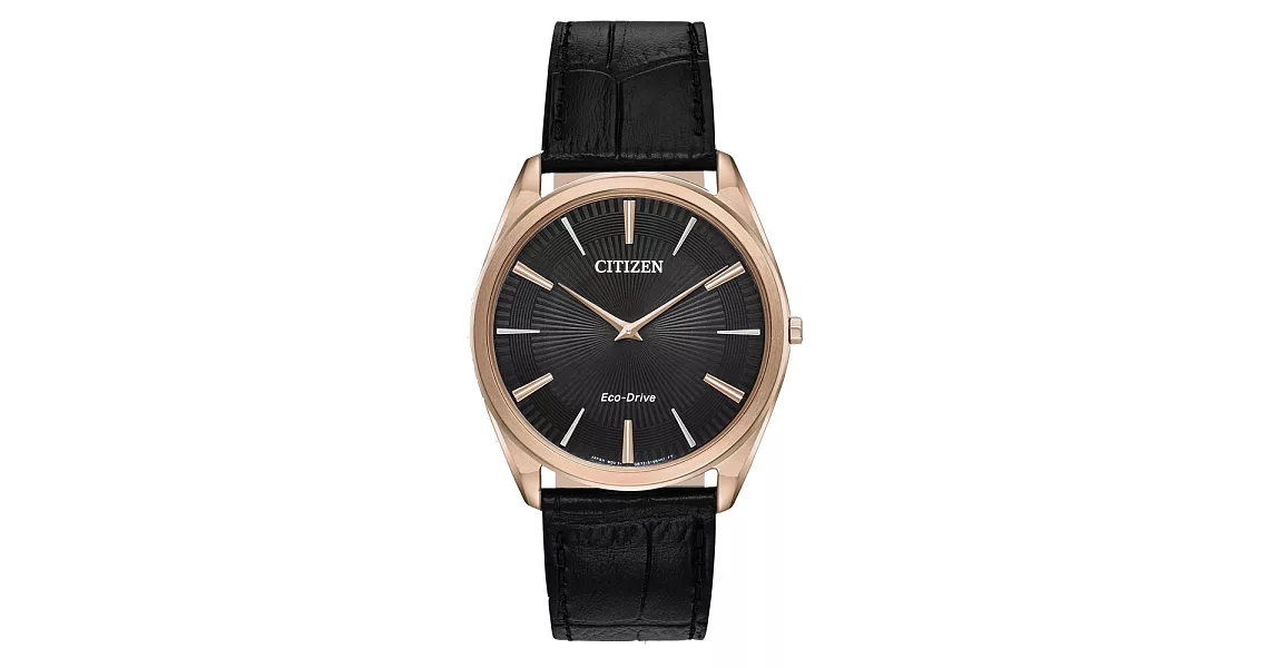 CITIZEN 光動能魅力四射時尚皮革腕錶-黑-AR3073-06E