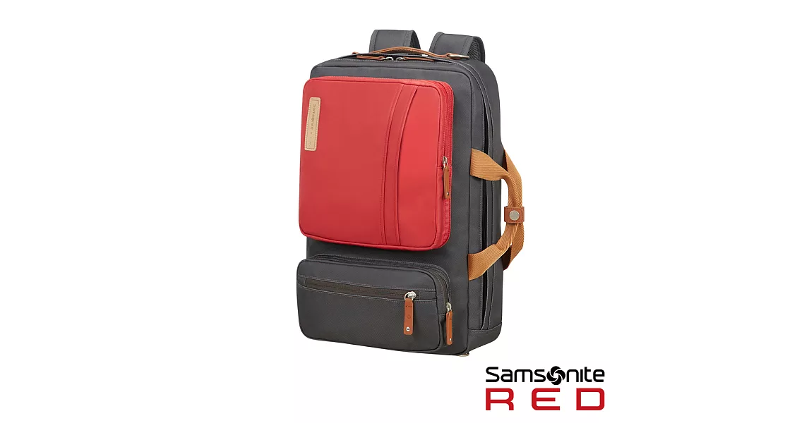 Samsonite RED EASY-WAY 時尚配色多功能三用筆電後背包(深灰)