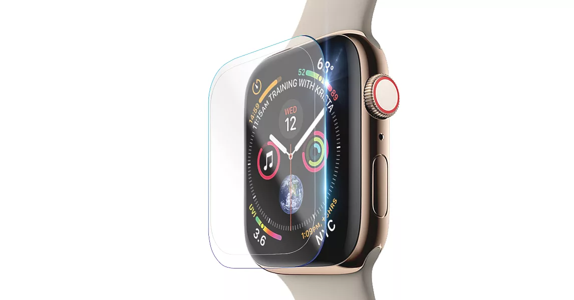 CITY for Apple Watch Series 4 44mm 滿版全透明全膠曲面玻璃貼 透明