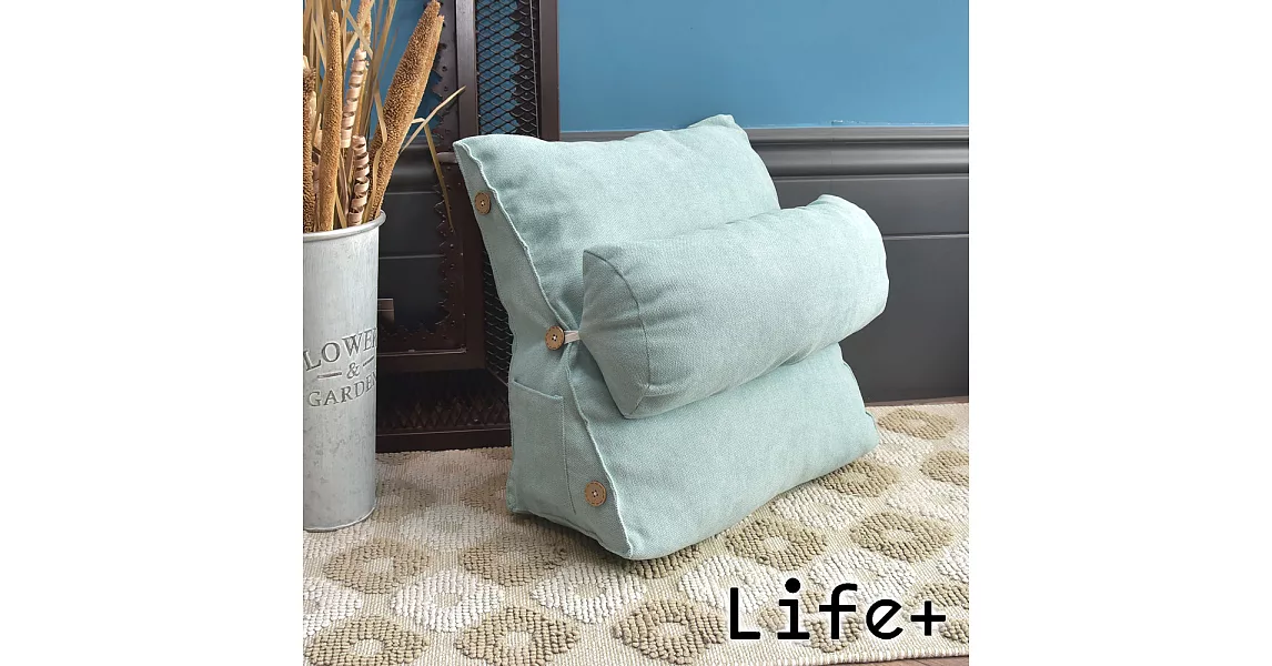 【Life Plus】慵懶時光 舒壓萬用棉麻靠枕/抱枕/腰靠枕(湖綠)