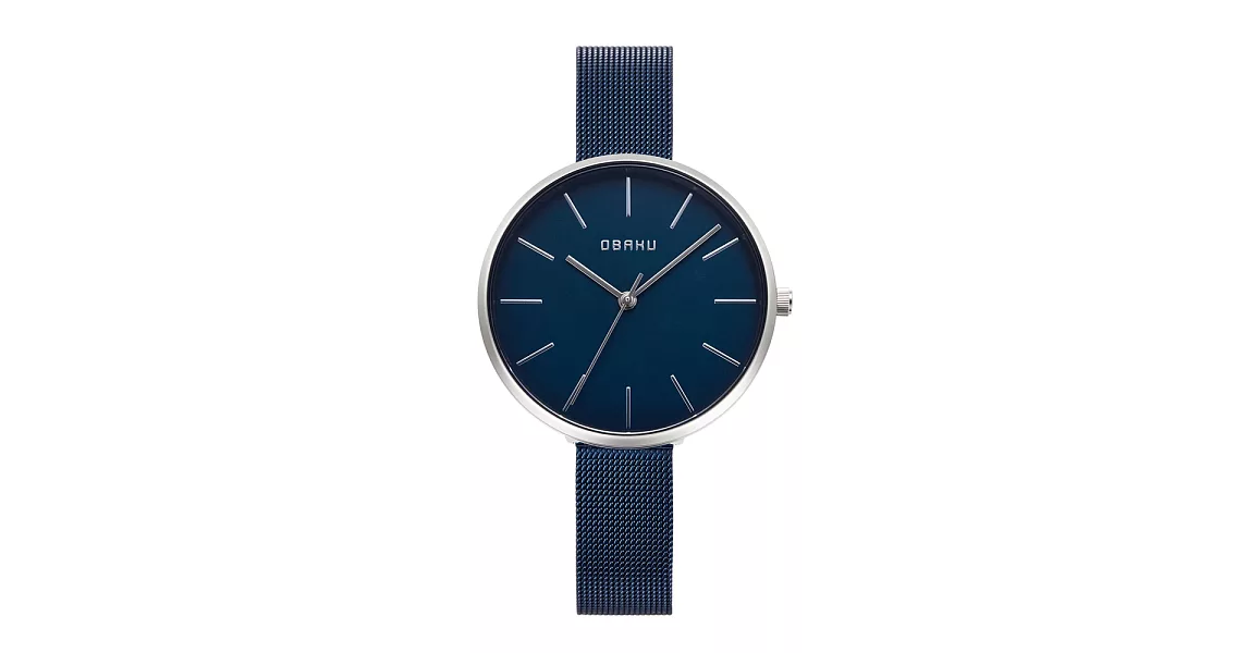 OBAKU 現代闡釋鋼質腕錶-海軍藍-V211LXCLML