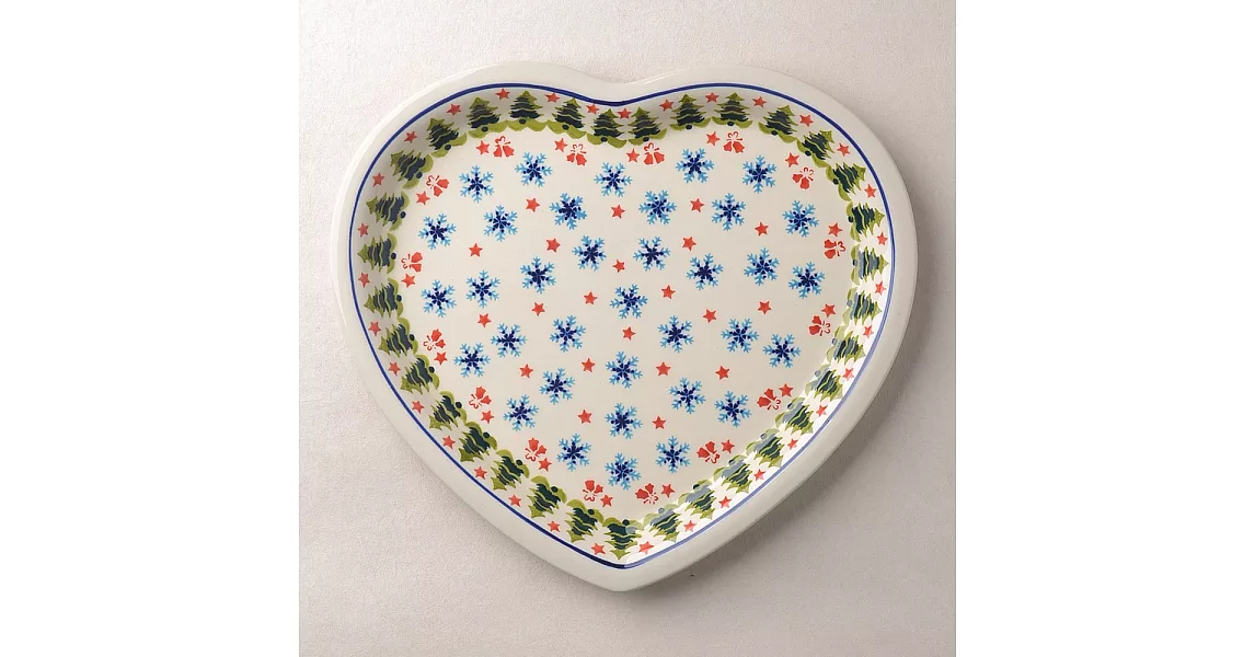 波蘭陶 耶誕雪花系列 愛心造型餐盤 波蘭手工製