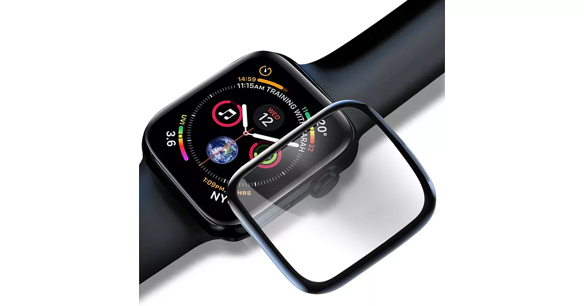 Baseus for Apple Watch Series 4全螢幕曲面玻璃貼-黑色-40mm