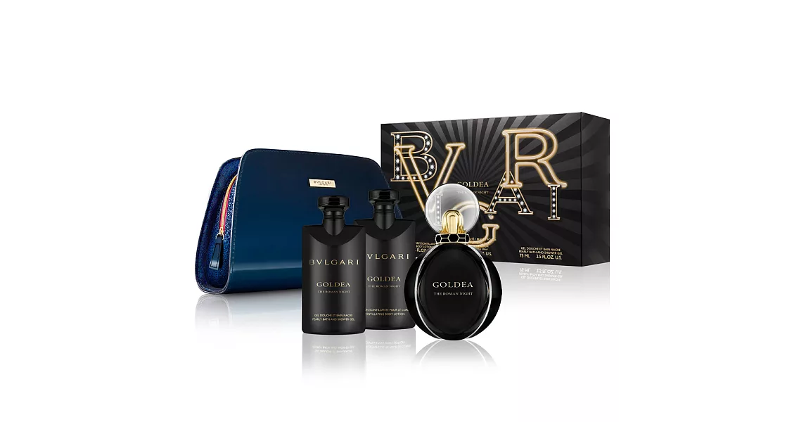 BVLGARI 寶格麗 羅馬之夜女姓淡香精 限定禮盒(淡香精75ml+身體乳75ml+沐浴乳75ml+化妝包) The Roman Night EDP-香水公司貨