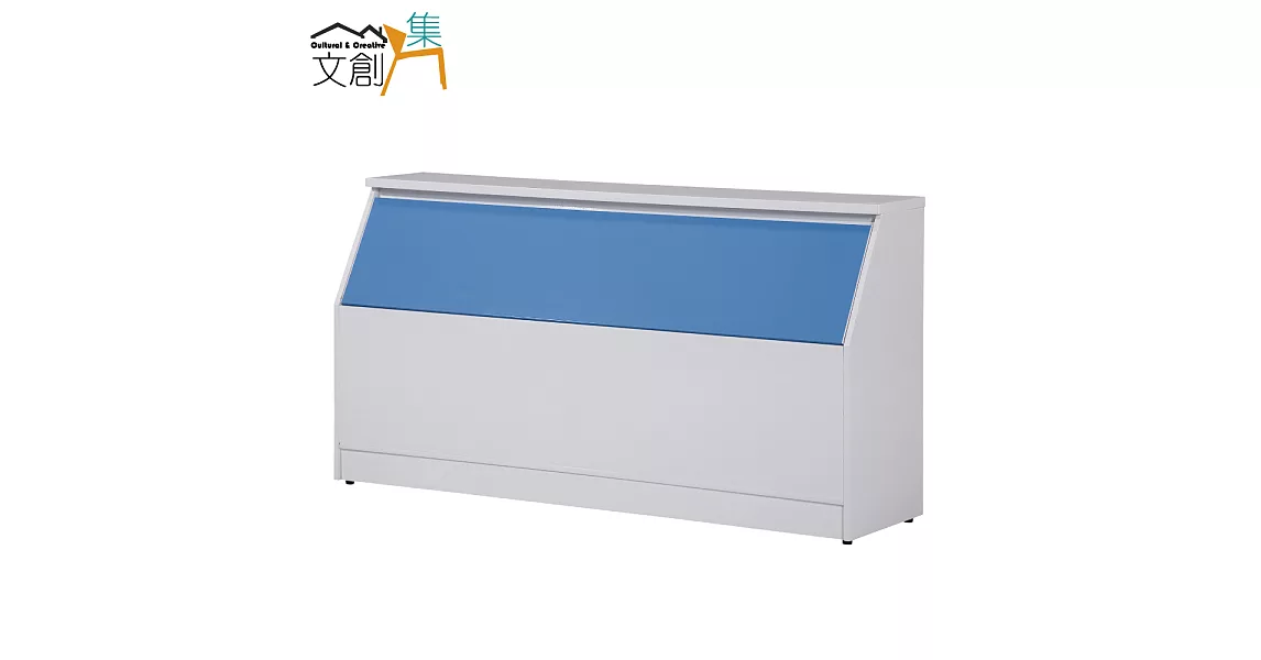 【文創集】凱旋 環保3.5尺塑鋼單人床頭箱(四色可選) 藍白雙色