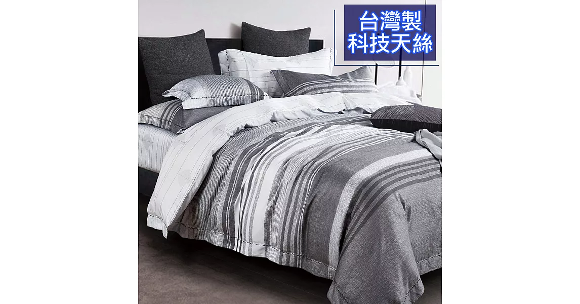 【eyah】MIT台灣製科技天絲雙人加大兩用被床包四件組-眺望