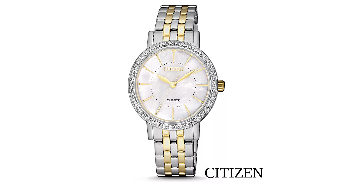 CITIZEN 星辰  嫻熟知性施華洛世奇石英女錶 EL3044-89D