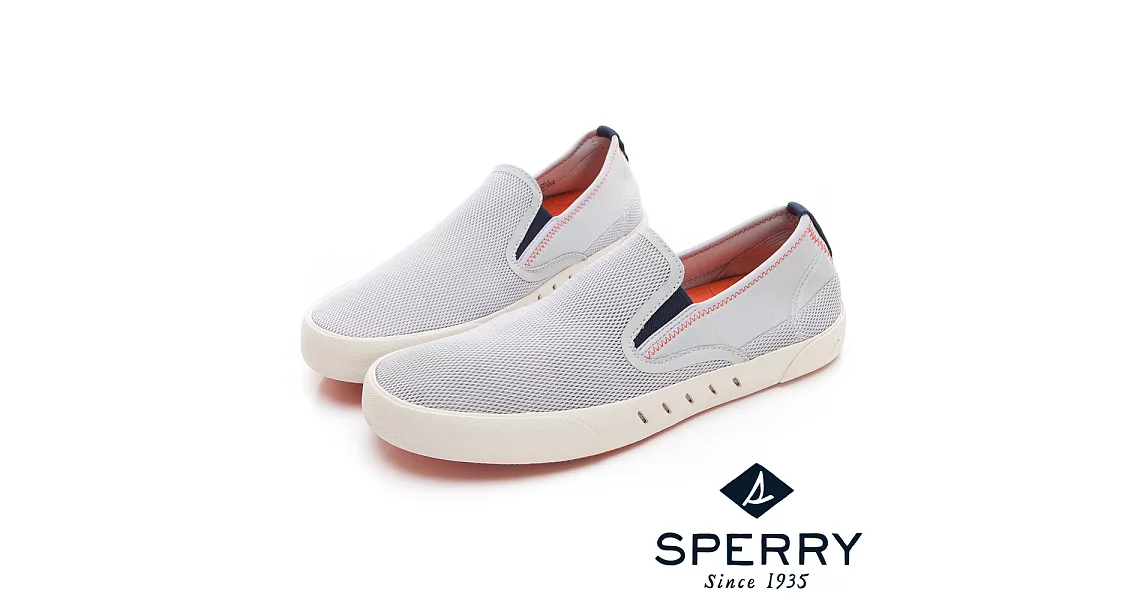 SPERRY 7SEAS 舒適感受無綁帶設計休閒鞋(男款)US9淺灰