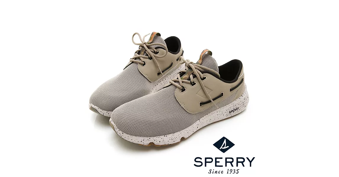 SPERRY 文藝復興7SEAS潑墨設計防潑水休閒鞋(男款)US10淺綠