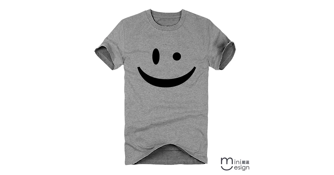 [Minidesign] （男款）Mini微笑原創設計T 三色-XL（灰色）