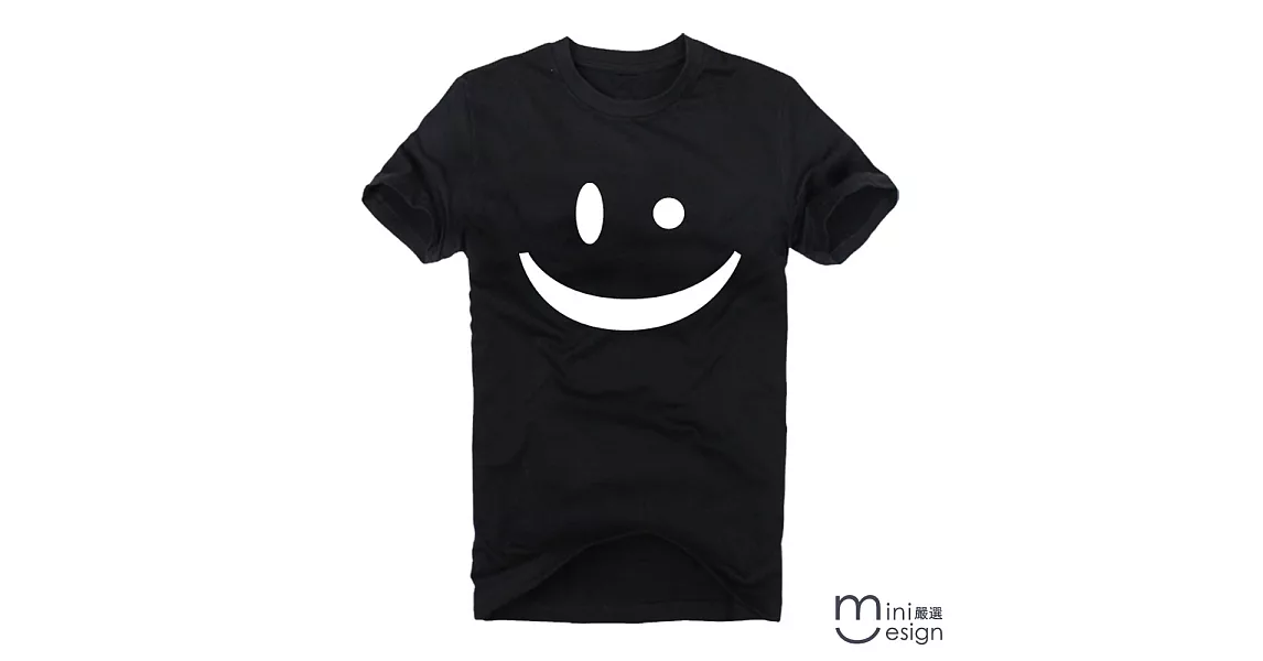 [Minidesign] （男款）Mini微笑原創設計T 三色-XL（黑色）