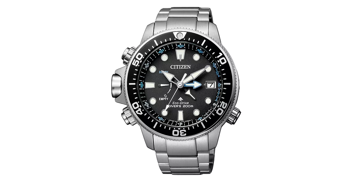 CITIZEN 光動能潛龍極致男腕錶-銀X黑