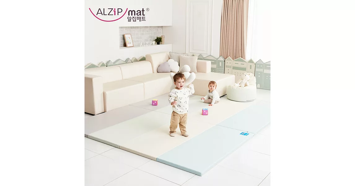 【ALZiPmat】韓國手工製 時尚經典四折折疊墊 - 經典時尚藍