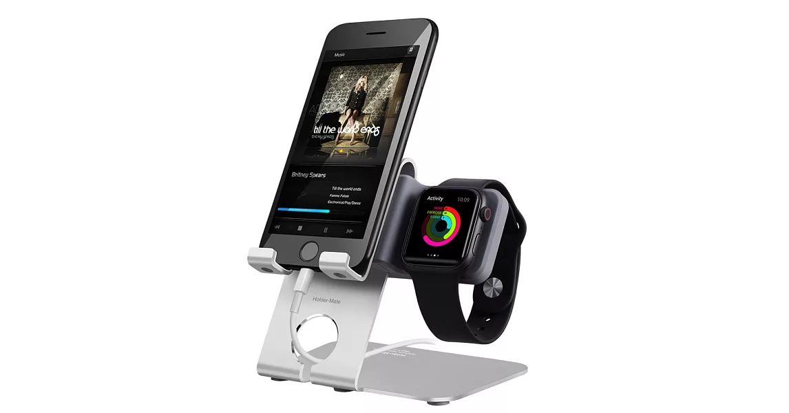 Holder-Mate iPhone, Apple Watch 2合1充電展示架(HM220銀色)