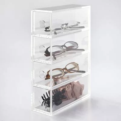 博客來 Muji 無印良品 壓克力眼鏡小物收納架 4層