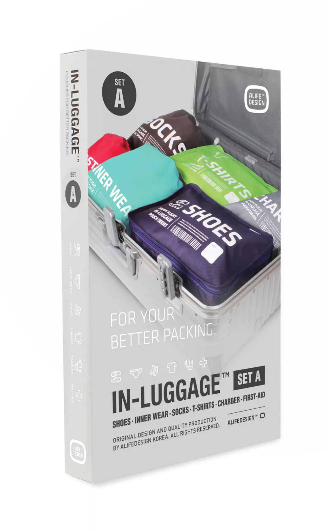 博客來 Alife Hf旅行收納袋萬用組合a 襪子 襯衫 鞋子 醫藥物品 貼身衣物綠 充電線材