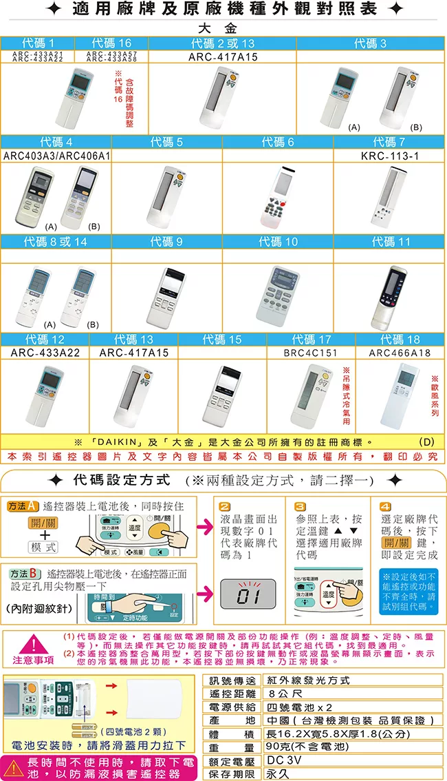 博客來 Dr Av Daikin 大金專用冷氣遙控器 Ai A1