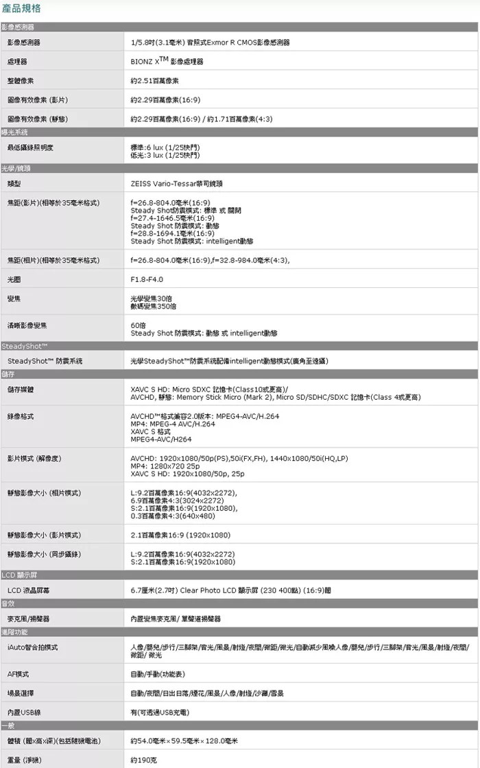 博客來 Sony數位攝影機hdr Cx405 中文平輸 送128g記憶卡 副電 座充 單眼包 中型腳架 拭鏡筆 減壓背帶 大吹球清潔組 硬式保護貼黑色