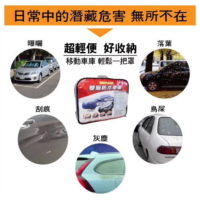 博客來 Himan雙層全防水車罩 D型 汽車 車套 防曬 抗uv