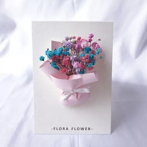 博客來 U Flora Flower 手作乾燥花卡片 七色可選 藍灰色