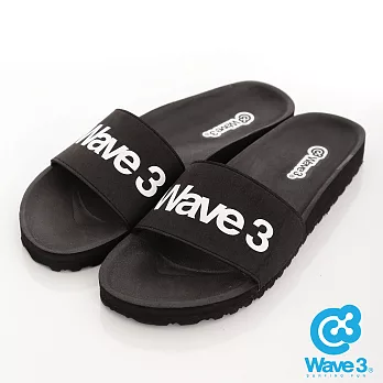 WAVE 3(女)健康足底印模一片橡膠拖鞋 - US8白字黑